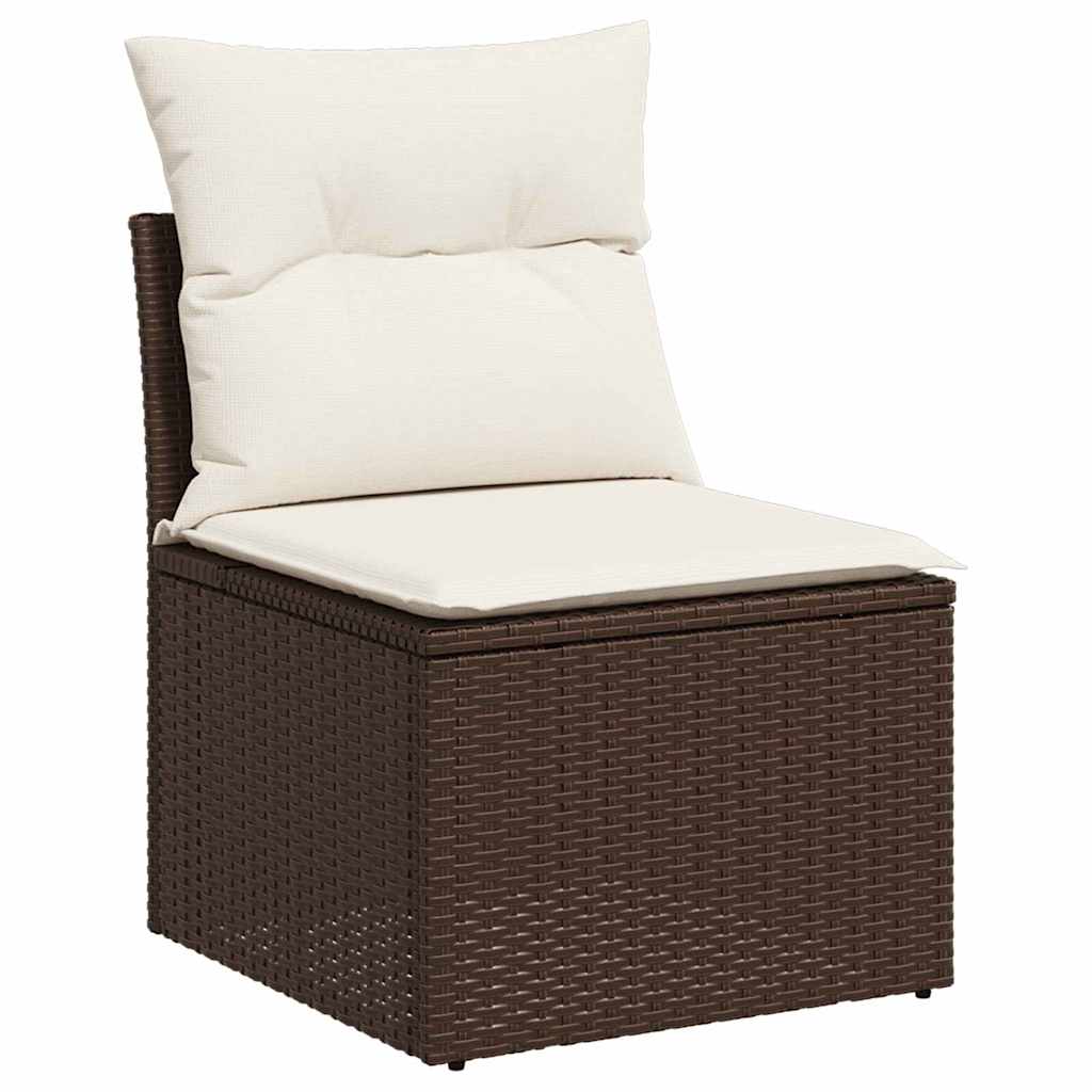Garten-Sofa-Set mit Speicher 7 pcs Braun Poly Rattan